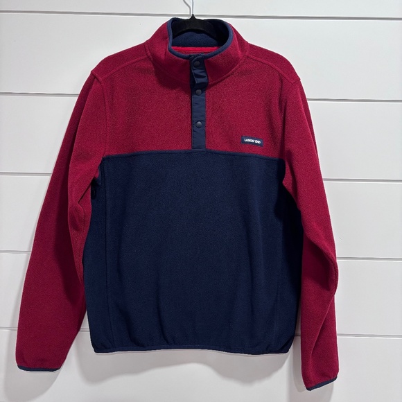 Lands' End men's blue and red 1/4 snap closure polar fleece pullover size M - Picture 2 of 16